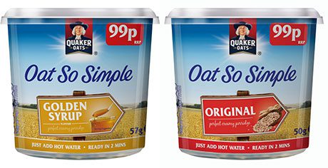 Pepsico-owned Quaker Oats is one of the main suppliers of quick-to-make porridge pots, which are now available in price-marked packs.
