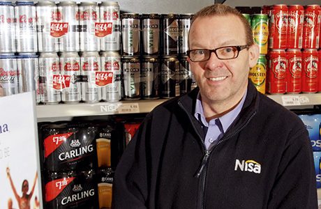 Terry Feeney in the beer cave of his large Nisa store in Linwood, near Paisley in Renfrewshire. 