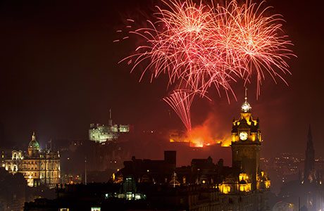 Edinburgh lights up during the summer with seven different festivals including the Fringe, and the Military Tattoo at the Castle Esplanade.