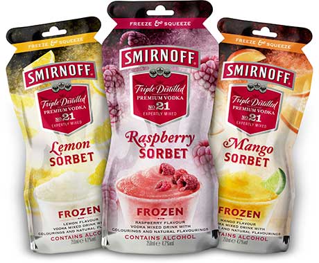 Diageo now has two “freeze and squeeze” brands on the UK market. Smirnoff sorbets and frozen drinks are new for this summer.