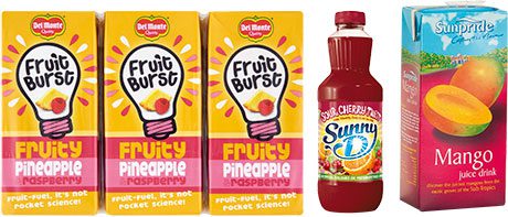 Refresco Gerber is working to reduce sugar in its branded drinks, such as Del Monte Fruit Burst and Sunny D, by 8-10%. Sunny D has a new sour cherry flavour while Sunpride Mango meets demand for tropical flavours. 