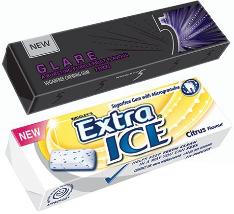 Blueberry, acai and pomegranate are the flavours found in 5Gum Glare, while the latest Extra Ice variant is citrus.