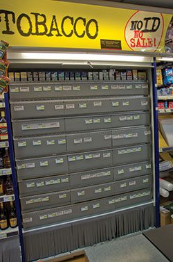 At Spar, Logans Road, Motherwell one row of packs currently remains visible on the new JTI supplied gantry, which, with all flaps lowered, will be compliant with the tobacco display ban when it is enacted in around two months on 6 April, 2015.