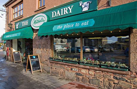 Locally known as ‘The Dairy’, Mitchells grocery shop is situated in the centre of Inverurie’s thriving high street. There’s a tearoom attached to the store.