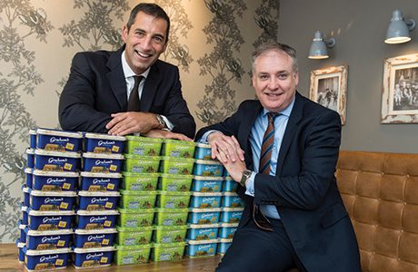 Graham’s managing director Robert Graham, left, with cabinet secretary Richard Lochhead. The dairy has invested £1m to increase spreadable butter production with support from the Scottish Government.