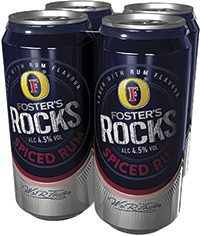 New Foster’s Rocks spirit flavoured beers, aimed at 18-24 year old beer drinkers 