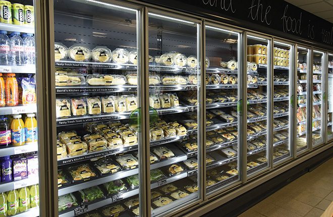 There are 14 metres of chilled food and drink in the store’s first aisle. On entering, most shoppers will find themselves in front of an extensive range of sandwiches and ready meals bearing the David’s Kitchen brand.
