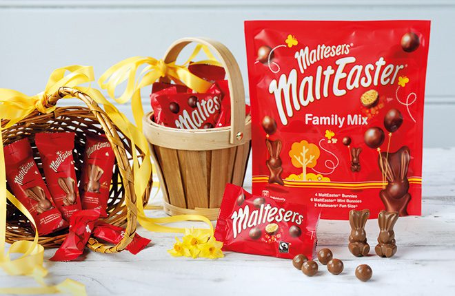 The Malteaster Bunny is back as a single-serve line as well as in sharing size and multipacks, and as a large egg.