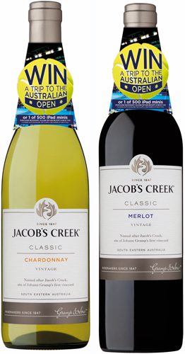 Jacob’s Creek (right) will send a winning consumer to Australia in its latest promotion.