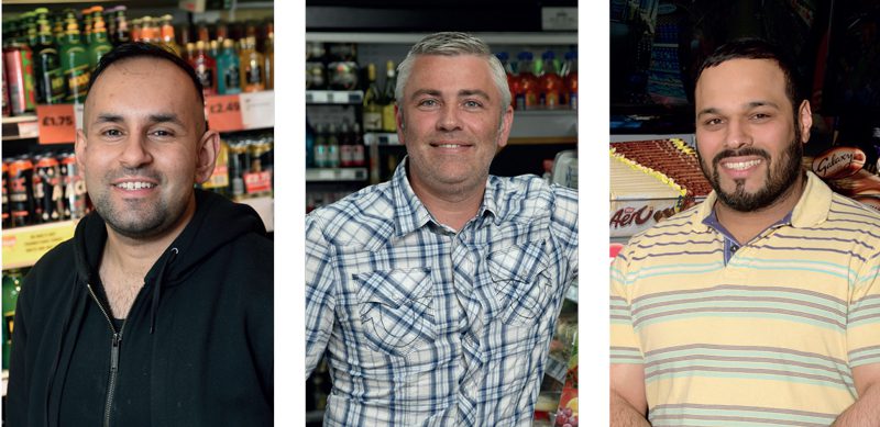 Omar Nasir, who has Motherwell stores, left, Scott Graham, of McLeish, Inverurie, centre, and Jagtar Lalli of Premier in Saltcoats all saw business boosted in the early June heatwave.