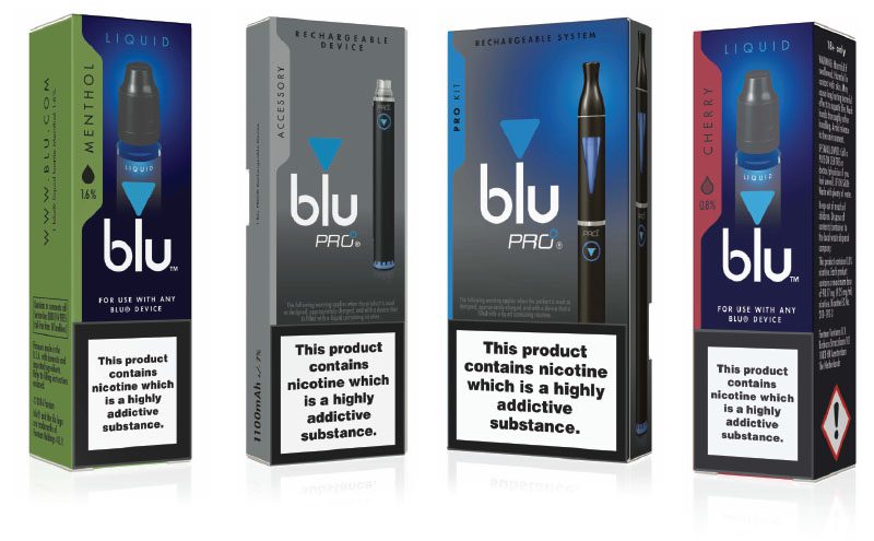 E-cigarettes manufacturer Blu was one of the first to unveil its EUTPD2 compliant range, pictured above.