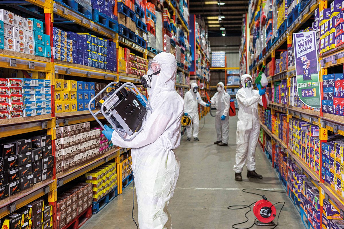 Man defogging depot